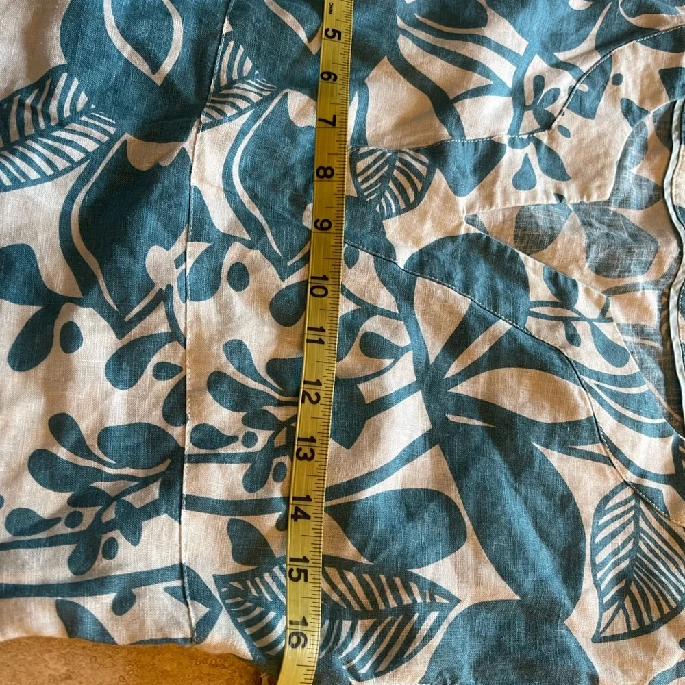 BODEN Women's 100% Linen A-line dress with pockets Blue white Size 4 Vee Neck - Picture 9 of 14